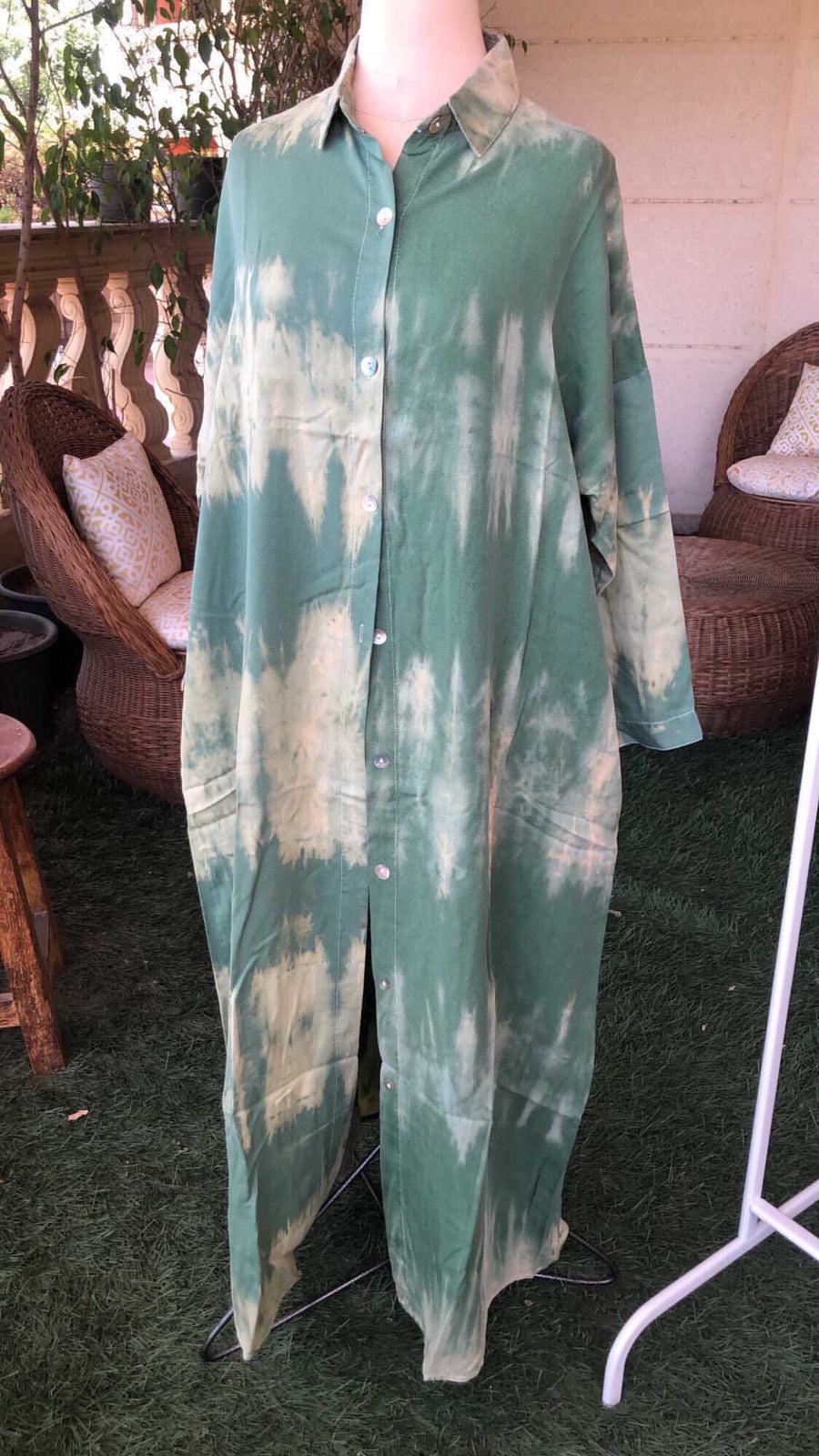 Dye Shirt Dress in Green