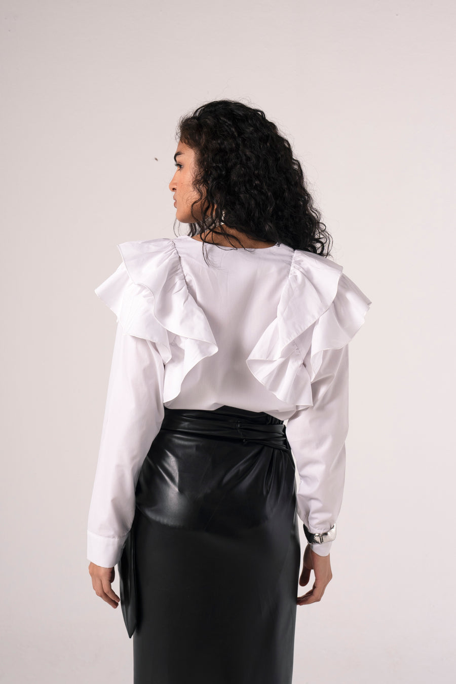 Ruffle Shirt in White