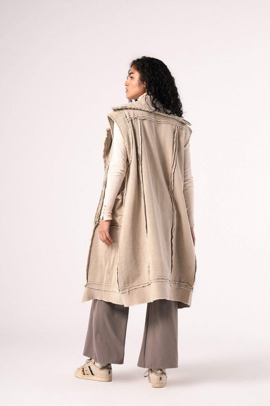 Chillin' Melton Cardigan in Washed Beige