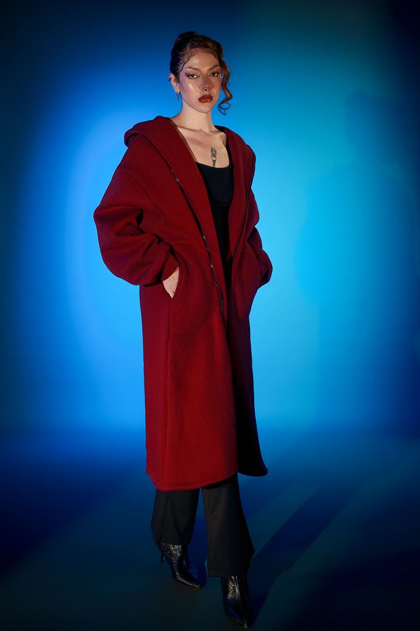 Like a Hug Coat in Maroon – HOOR