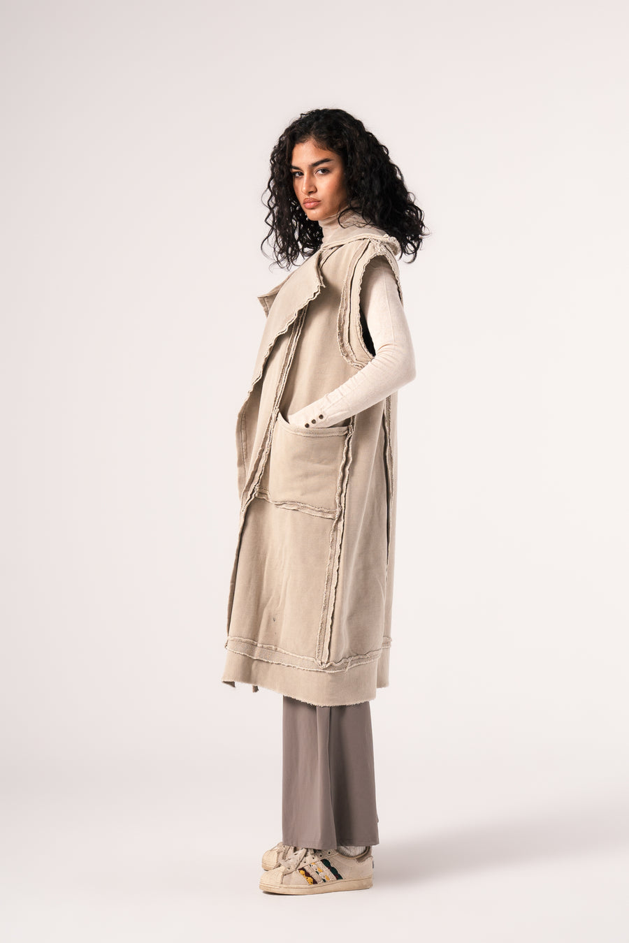 Chillin' Melton Cardigan in Washed Beige