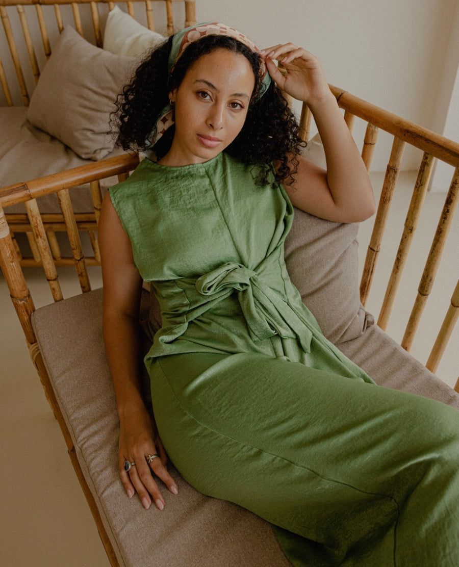 HOOReya Belted Jumpsuit in Green