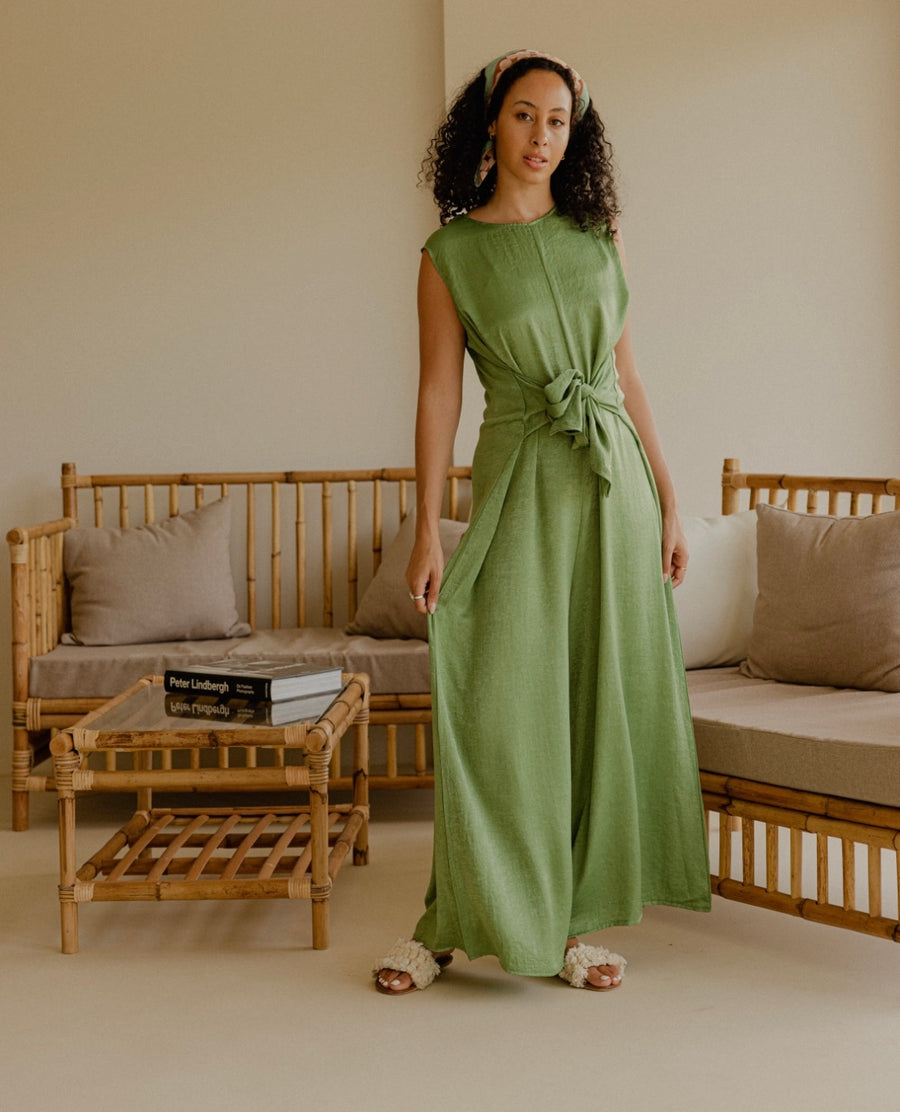 HOOReya Belted Jumpsuit in Green