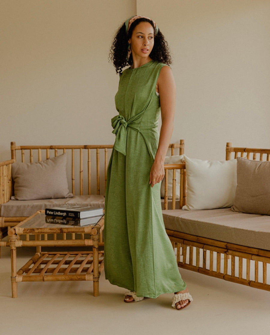 HOOReya Belted Jumpsuit in Green