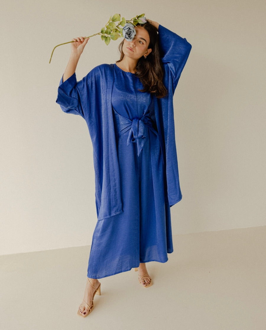 HOOReya Belted Jumpsuit in Blue