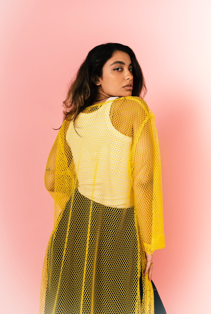 Mesh Kimono in Yellow