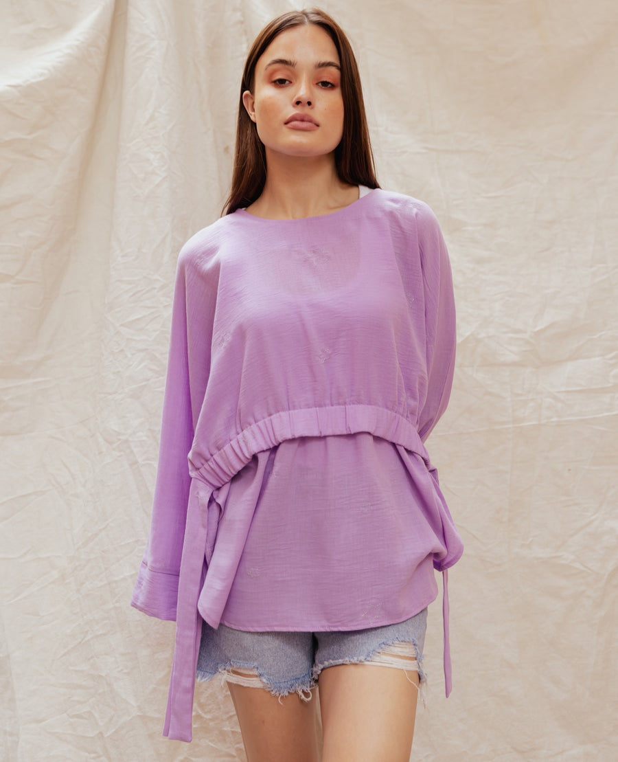 Sela Linen Top in Lilac