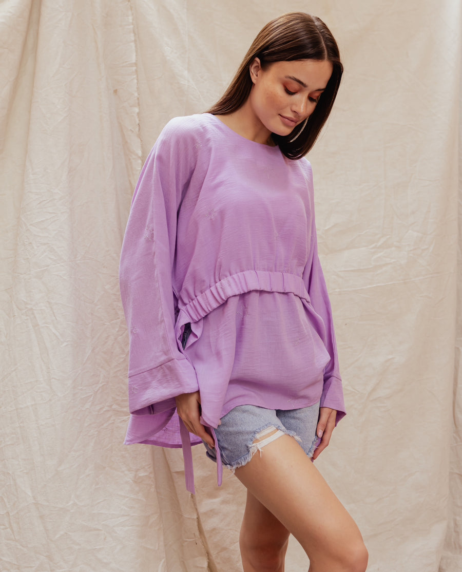 Sela Linen Top in Lilac