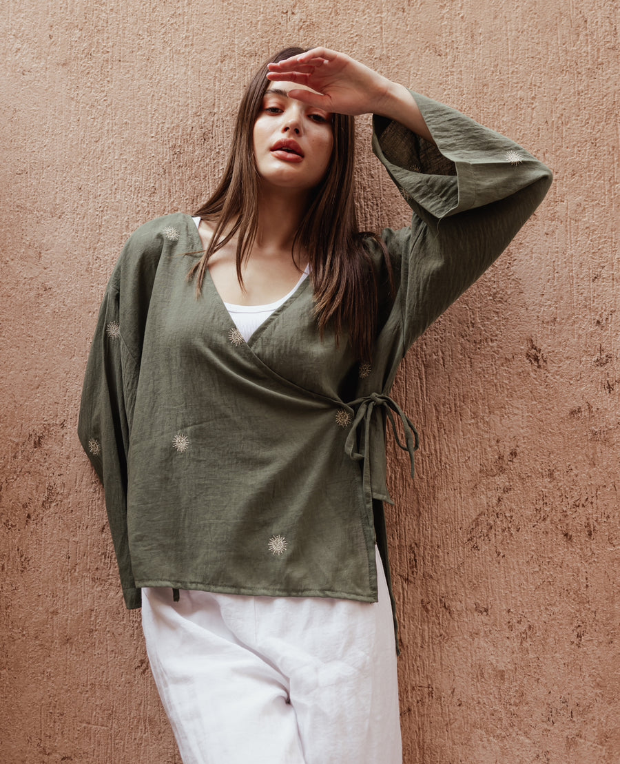 Wrap Me Top in Olive