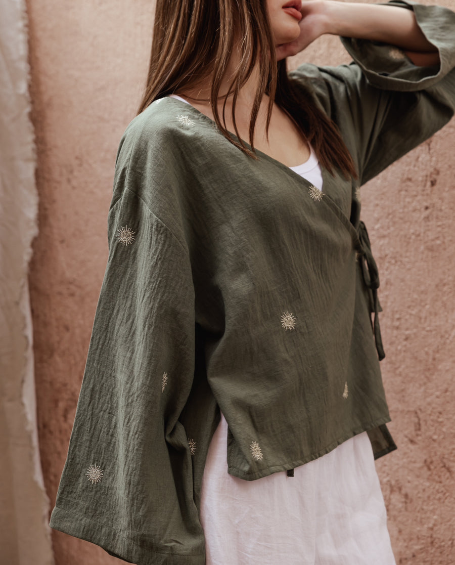 Wrap Me Top in Olive