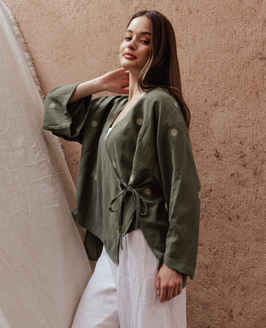 Wrap Me Top in Olive