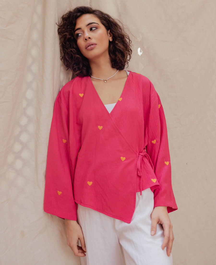 Wrap Me Top in Fuchsia