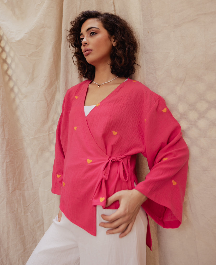 Wrap Me Top in Fuchsia