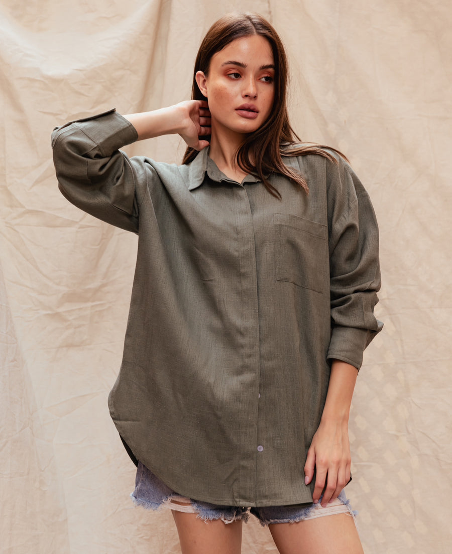 Good-Day Linen Shirt in Olive