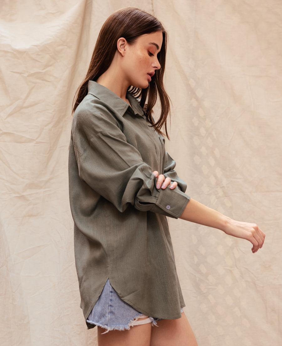 Good-Day Linen Shirt in Olive