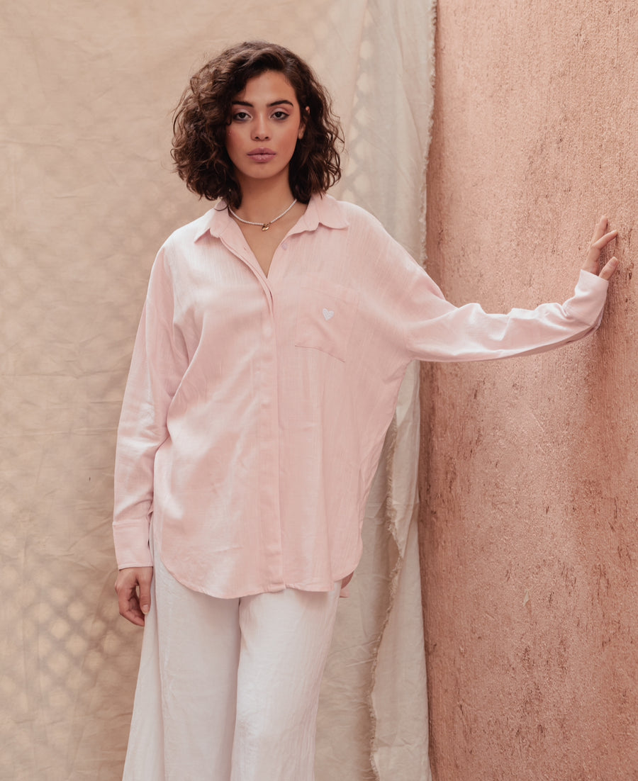 Good-Day Linen Shirt in Pink