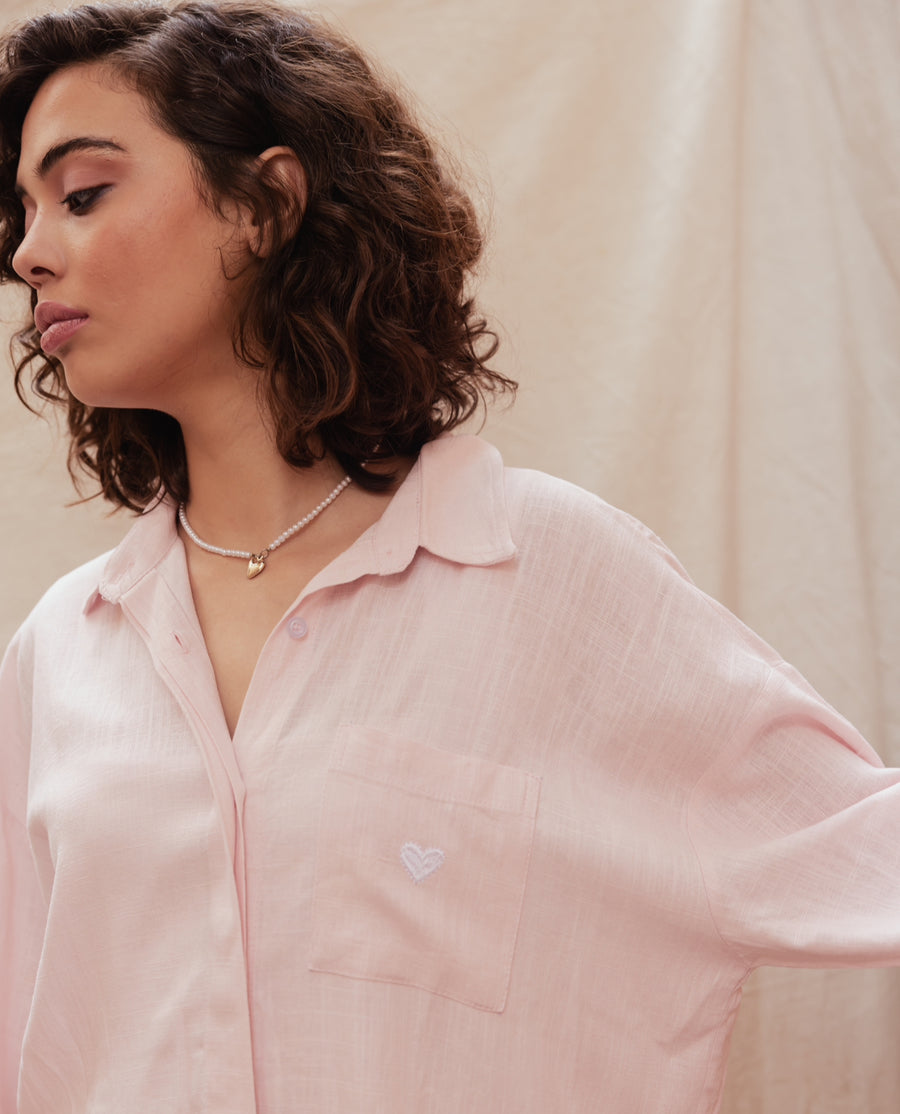 Good-Day Linen Shirt in Pink