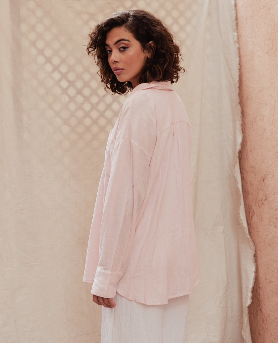 Good-Day Linen Shirt in Pink