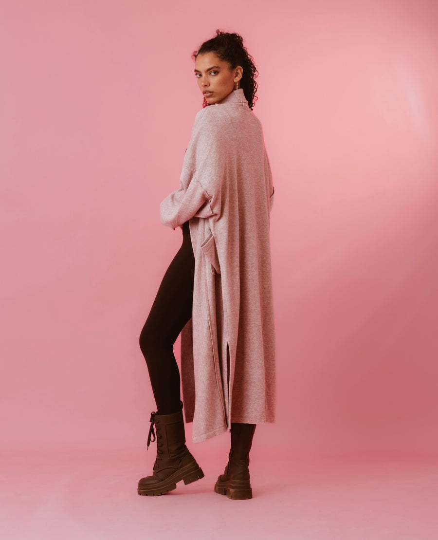 Relaxed Fit Cardigan in Powder Pink