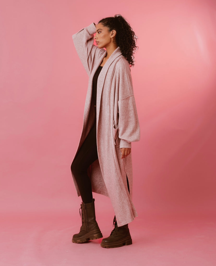 Relaxed Fit Cardigan in Powder Pink