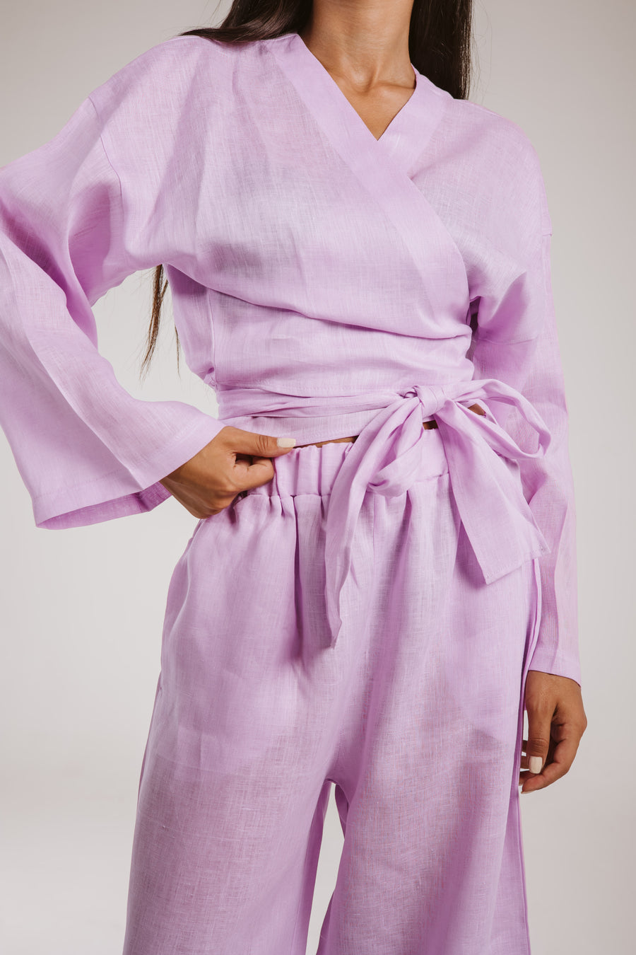 Pure Linen Pants in Lilac