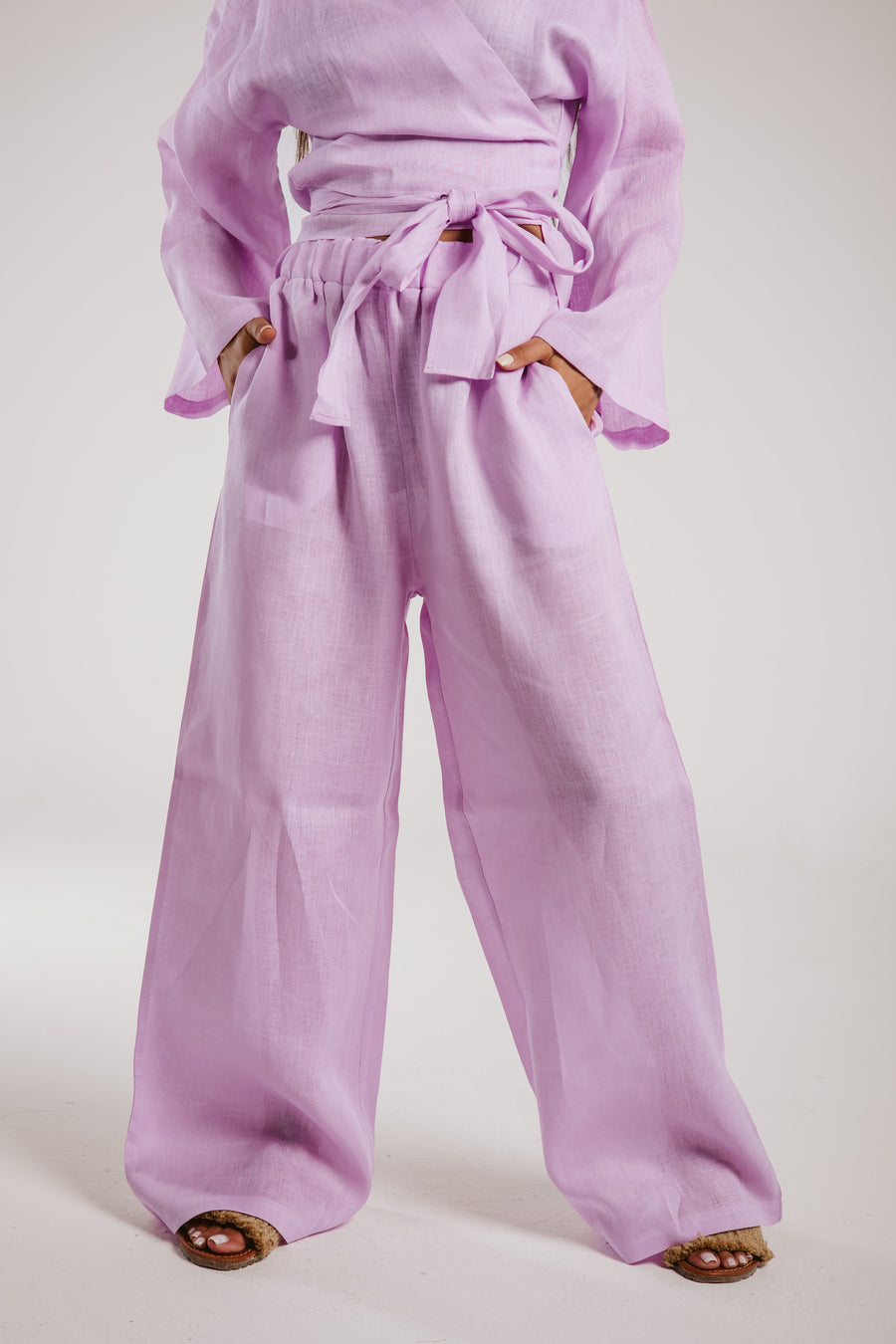 Pure Linen Pants in Lilac