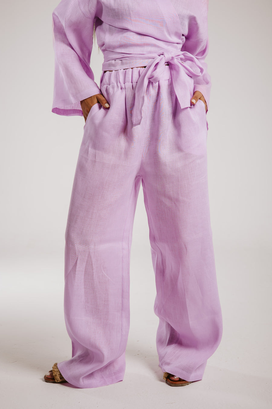 Pure Linen Pants in Lilac