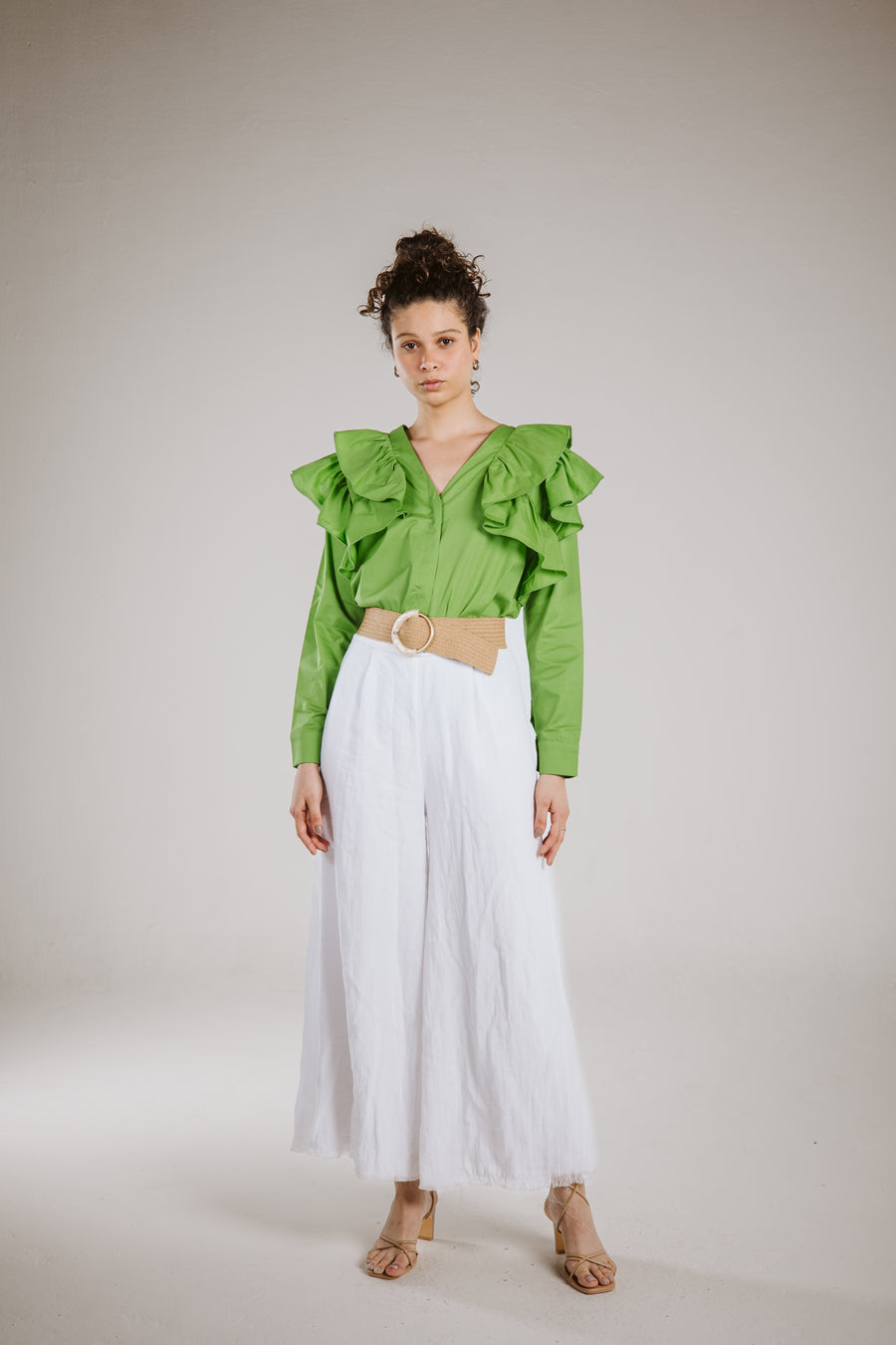 Ruffle Shirt in Green