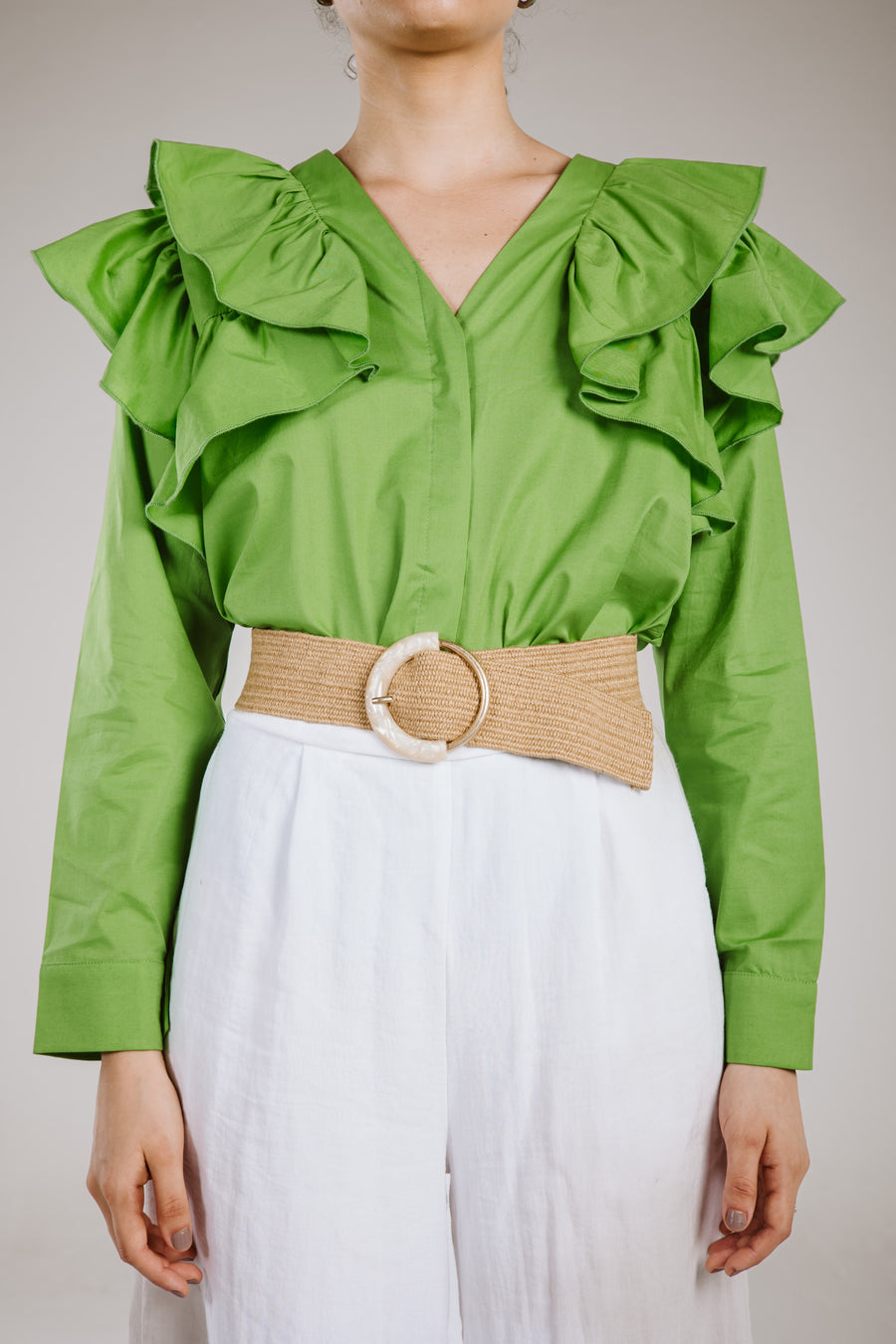 Ruffle Shirt in Green