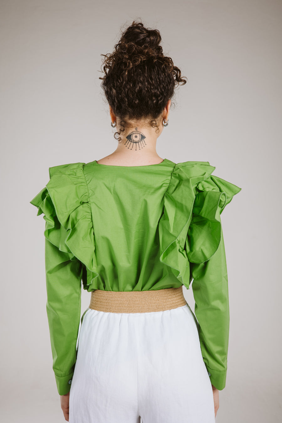 Ruffle Shirt in Green