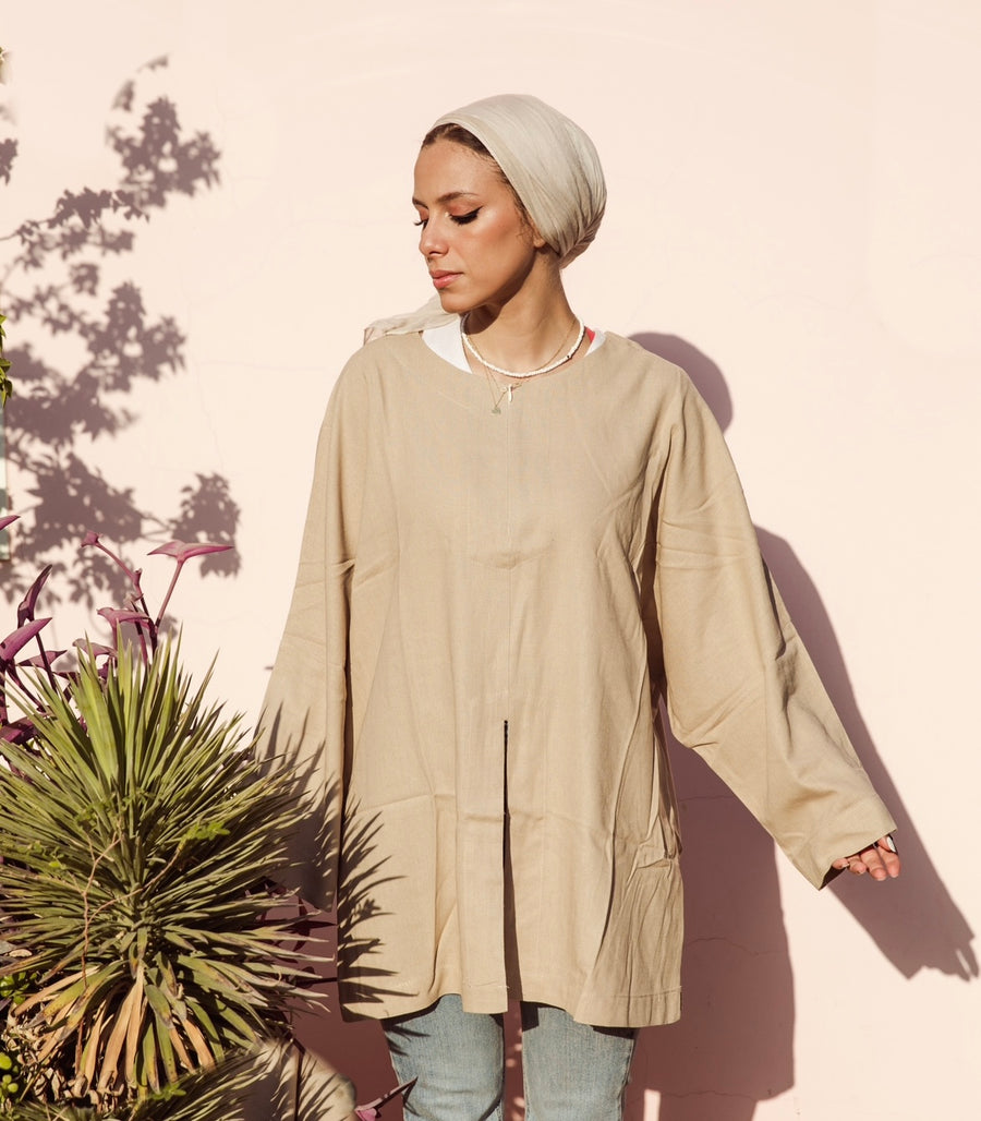 LALA Linen Top in Beige