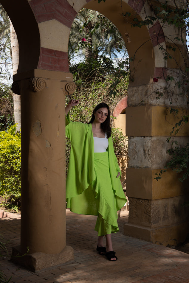 Ruffle Wrap skirt in Lime Green