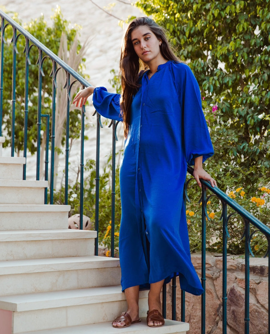 Cala Shirt Dress in Electric Blue