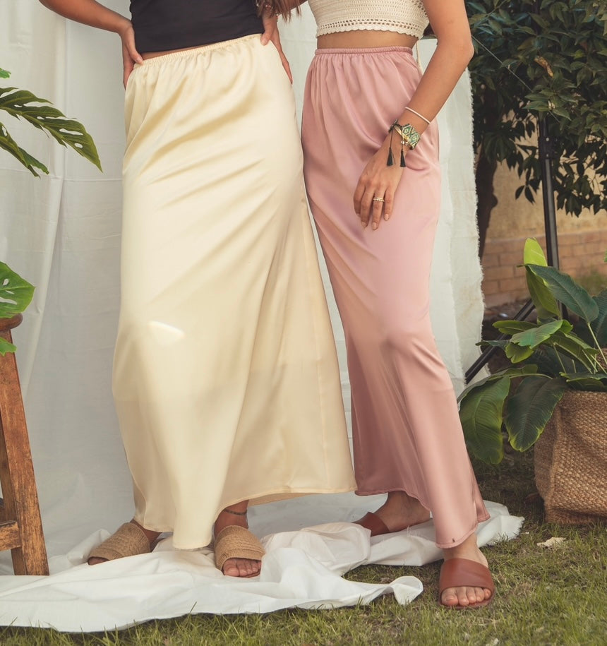 Satin Skirt in Dusty Rose