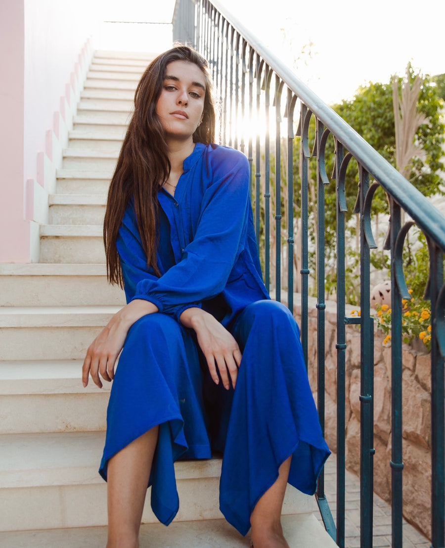 Cala Shirt Dress in Electric Blue