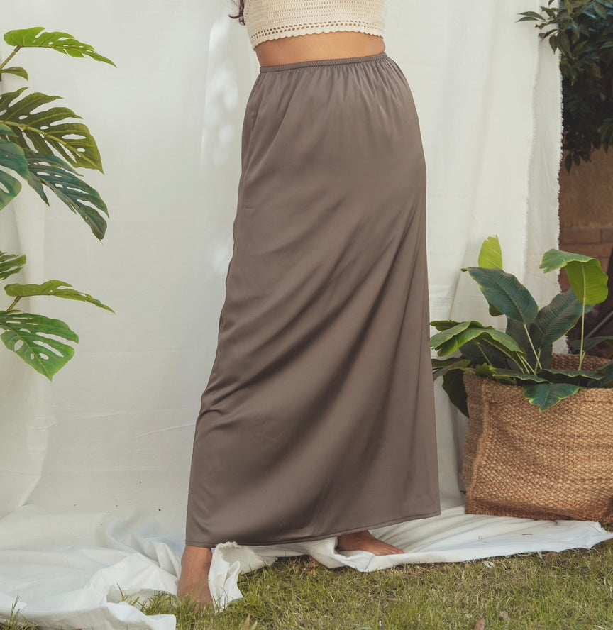 Satin Skirt in Olive