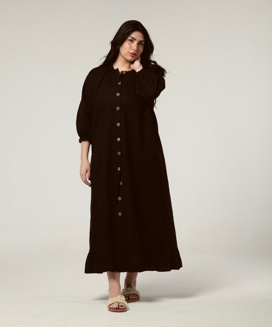 Linen Maxi Dress in Black