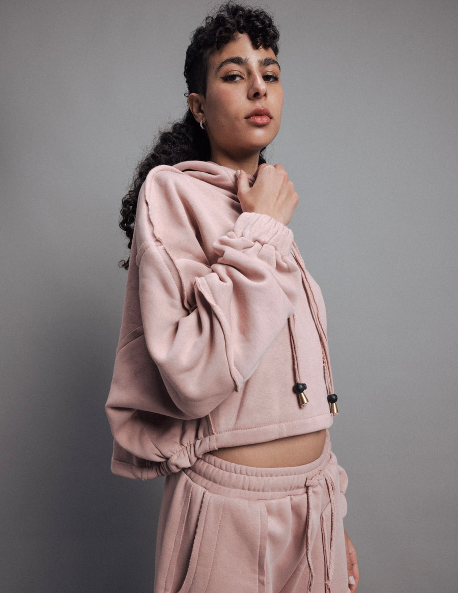 Cropped Hoodie in Pink