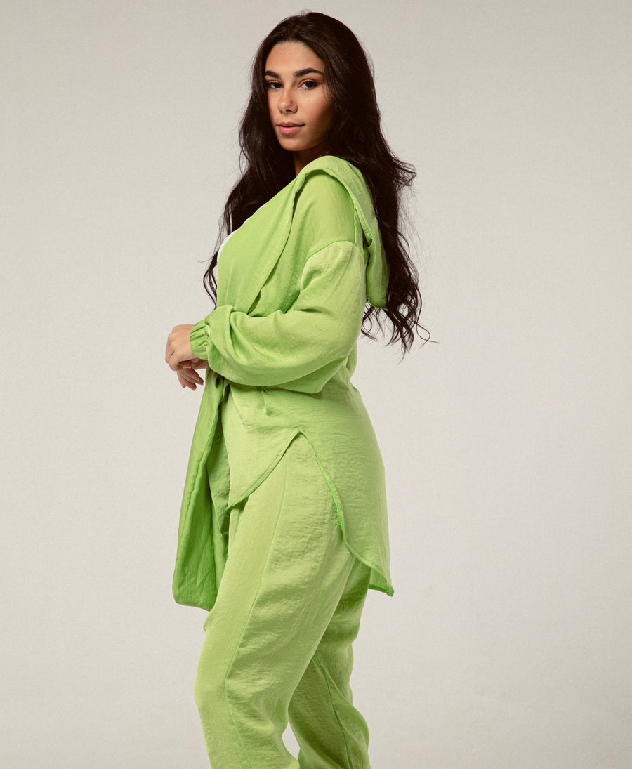 Harem Silky Pants in Lime Green